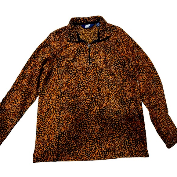 Awesome Lands’ End Cheetah Print Zip Up Fleece Medium Tall - Picture 4 of 10